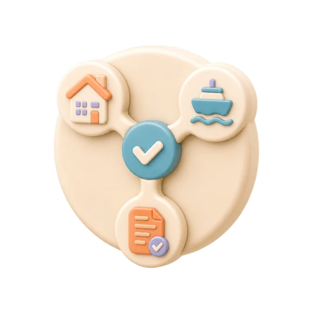Soft silicone home, vessel and document joined by a verified route